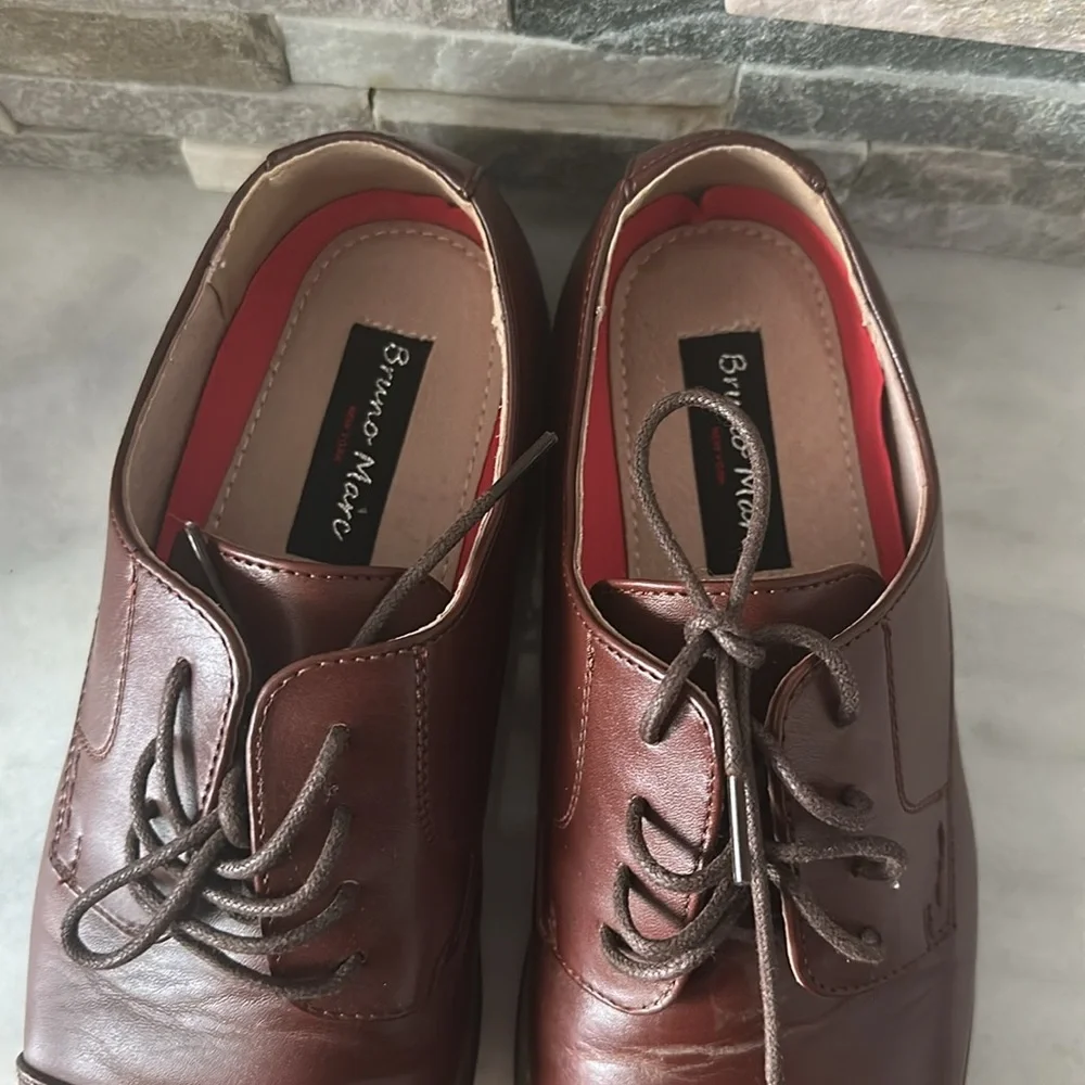 Bruno Marc Brown Leather Men's Dress Shoes Size 9